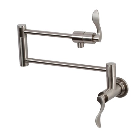 Kingston Brass KS4108DFL Wall Mount Pot Filler, Brushed Nickel KS4108DFL